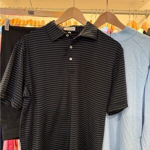 Peter Millar Black and Blue Striped Polo Shirt